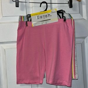 Bench Girl’s Long Shorts 2-Pack Size Large Pink & Grey w/ Rainbow NWT+hanger $23